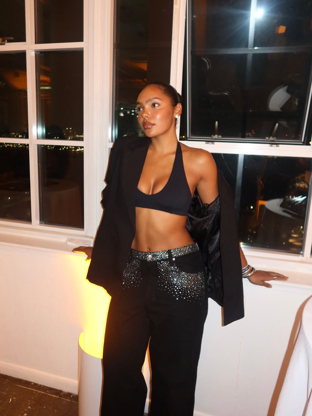 Black diamante jeans