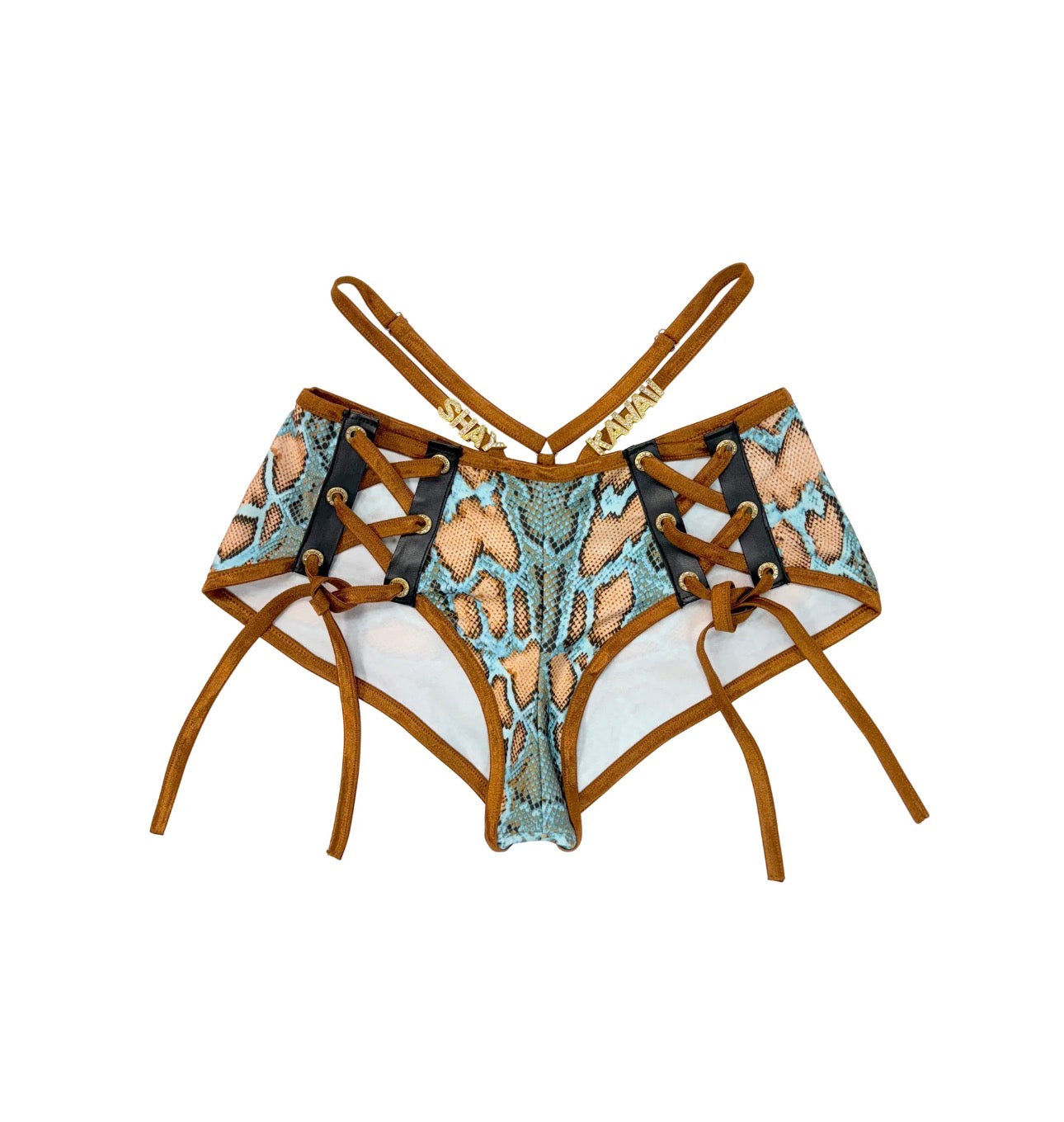 Snakeskin hot pants festie set