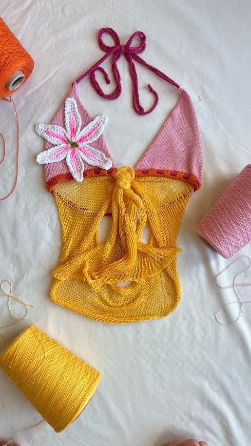 hibiscus pink crochet set