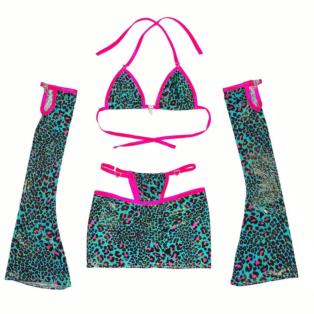 Cheetah print blue and pink set