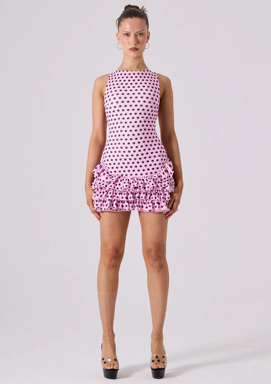 Pink polka dot dress