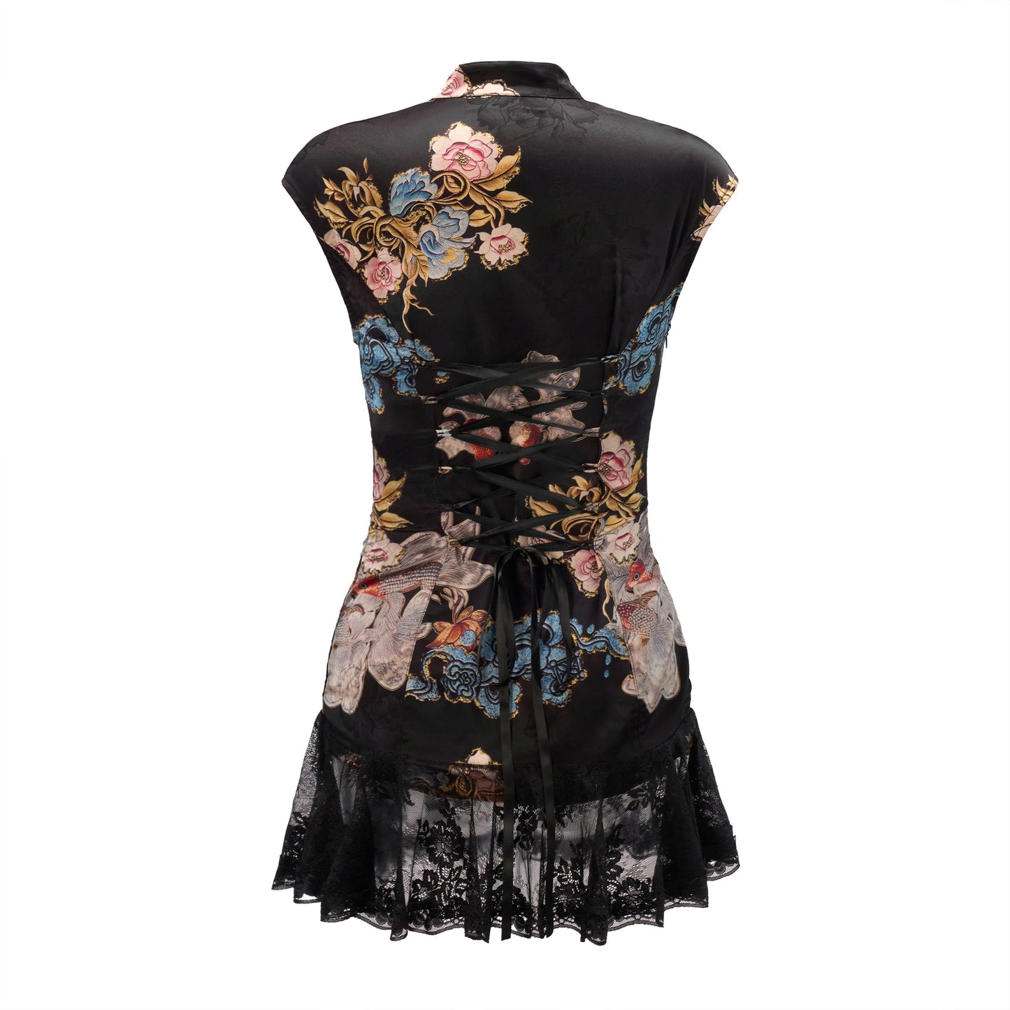 Qipao-style mini black dress