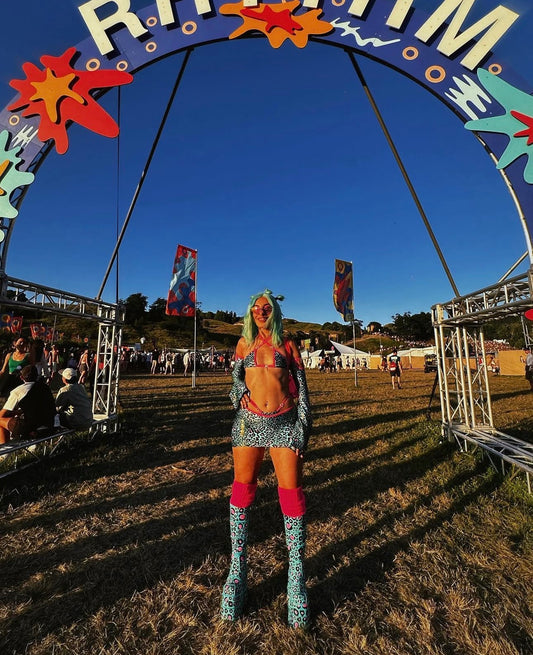 Cheetah print blue and pink set