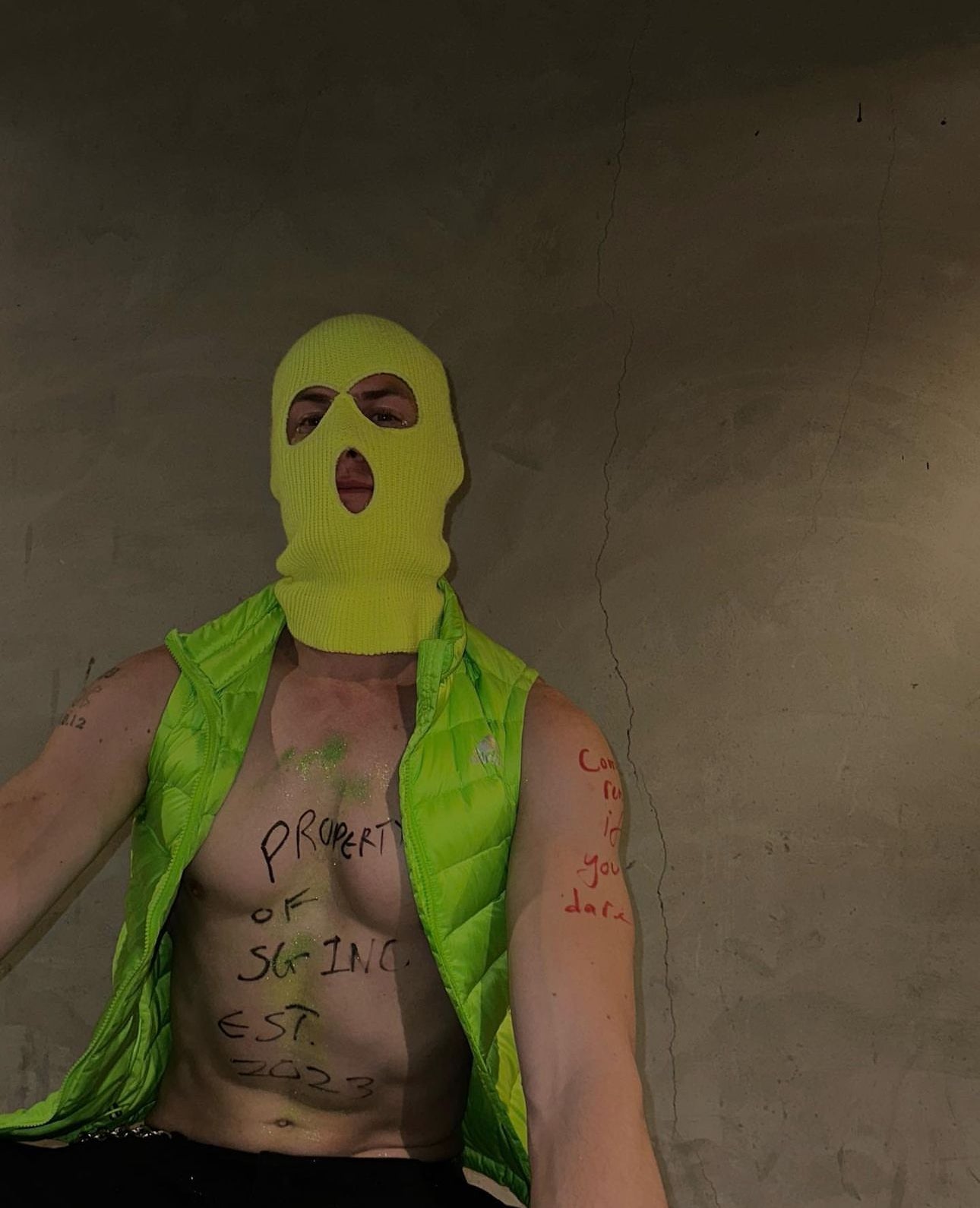 Neon yellow ski masks