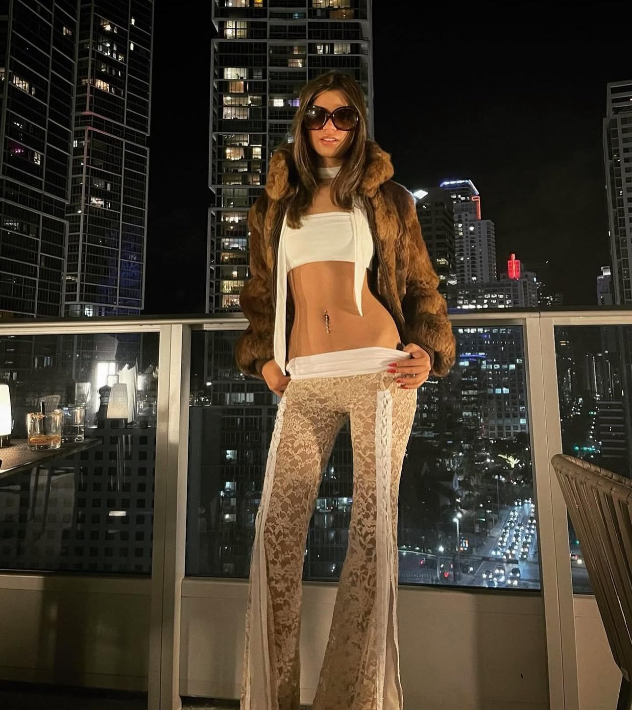 Lace eyelet festival pants