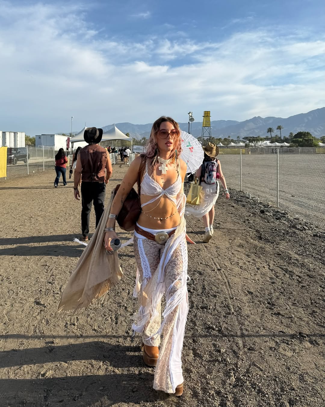 Lace eyelet festival pants