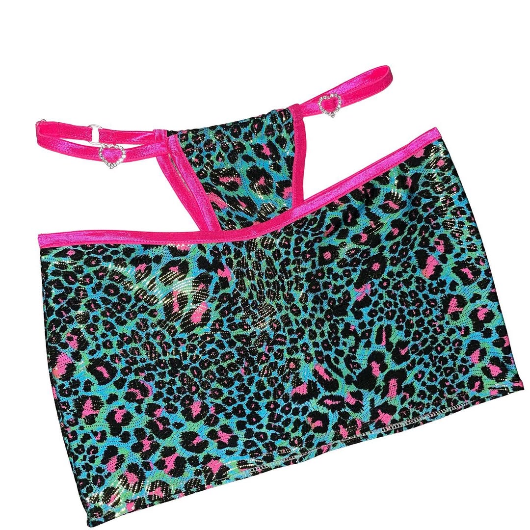 Cheetah print blue and pink set