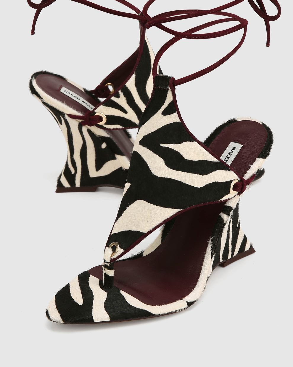 Zebra printed sculptural wedges