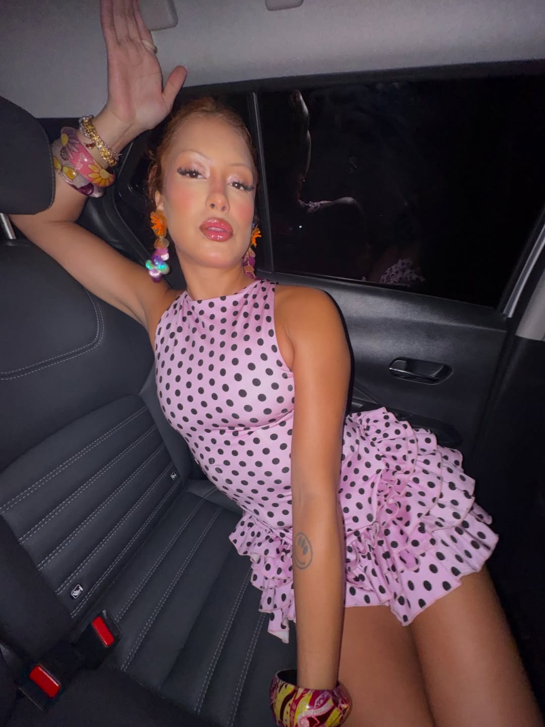 Pink polka dot dress