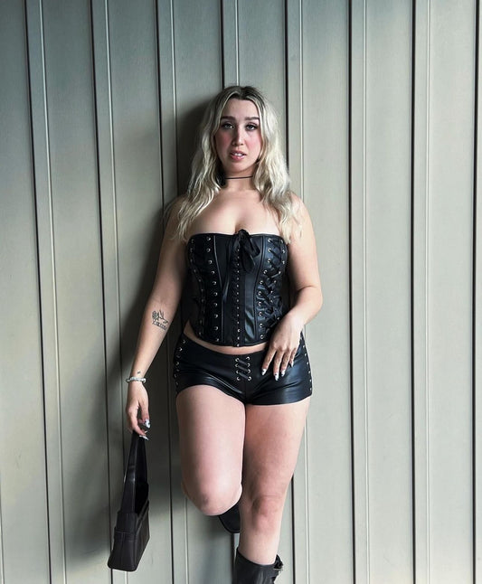 Leather corset co-ord