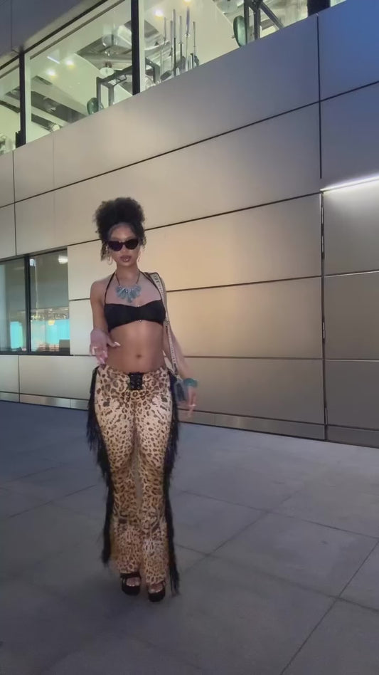Leopard fringe flares
