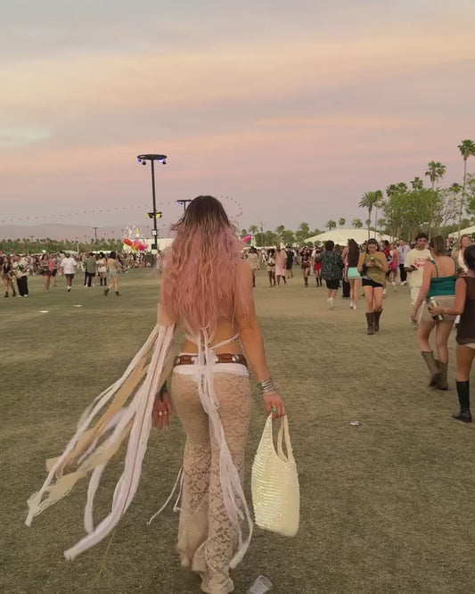 Lace eyelet festival pants